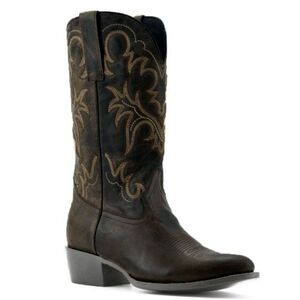 J.B. DILLON Brown Distressed Leather Western Boot Size 7EE